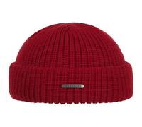 STETSON Bonnet Nashville Docker Femme/Homme - Made in Italy Bord Pliable en Tricot Laine avec Revers, Bonnets Hiver Automne-Hiver - Taille Unique Rouge