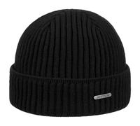 STETSON Bonnet Parkman Femme/Homme - Made in Italy Bonnets à Revers en Reps de Ski avec Hiver Automne-Hiver - Taille Unique Noir