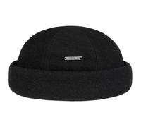 STETSON Bonnet Sparr Docker Femme/Homme - Made in The EU Doublure Polaire en Laine à Revers avec Revers, Bonnets Docker, Doublure, Hiver Automne-Hiver - XXL (62-63 cm) Noir
