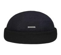 Stetson Bonnet Sparr Docker Femme/Homme - Made in The EU Doublure Polaire en Laine a Revers avec Revers, Bonnets Docker, Doublure, Automne-Hiver Hiver - XXL (62-63 cm) Bleu Fonce