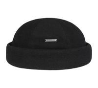STETSON Bonnet Sparr Docker Femme/Homme - Made in The EU Doublure Polaire en Laine à Revers avec Revers, Bonnets Docker, Doublure, Hiver Automne-Hiver - L (58-59 cm) Noir