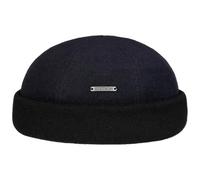 STETSON Bonnet Sparr Docker Femme/Homme - Made in The EU Doublure Polaire en Laine à Revers avec Revers, Bonnets Docker, Doublure, Hiver Automne-Hiver - S (54-55 cm) Bleu foncé