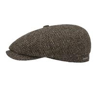STETSON Casquette Hatteras Cuir Burney Homme - Gavroche Plate avec visière, Doublure Printemps-été - M (56-57 cm) Marron