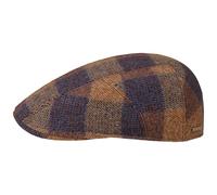 STETSON Casquette Ankeny Ivy Wool Check Homme - Made in The EU Laine Gavroche avec visière, Doublure, Doublure Hiver Automne-Hiver - L (58-59 cm) Marron-Bleu