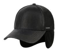 Stetson Casquette avec Oreillettes Cowhide Femme/Homme - en Cuir de Baseball Visiere, Oreillettes, Doublure Hiver Automne-Hiver - XL (60-61 cm) Noir