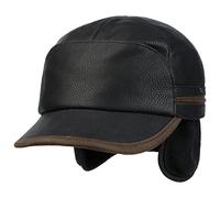 STETSON Casquette Byers en Cuir Homme - pour l'hiver avec protège-Oreilles de Baseball fermé à l’arrière, visière, Oreillettes, Doublure Hiver Automne-Hiver - L (58-59 cm) Noir