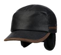Stetson Casquette Byers en Cuir Homme - pour l'hiver avec Protege-Oreilles de Baseball Ferme a l’Arriere, Visiere, Oreillettes, Doublure Hiver Automne-Hiver - M (56-57 cm) Noir
