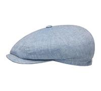 Stetson Casquette en Lin Hatteras Classic Femme/Homme - Made in The EU Type Gavroche avec visière, Doublure Hiver Automne Printemps Été Printemps-été - 61 cm Bleu Clair