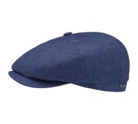 Stetson Casquette en Lin Hatteras Classic Femme/Homme - Made in The EU Type Gavroche avec visière, Doublure Hiver Automne Printemps Été Printemps-été - 56 cm Bleu-moucheté