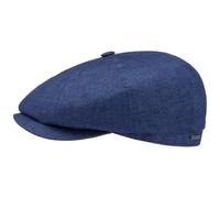Stetson Casquette en Lin Hatteras Classic Femme/Homme - Made in The EU Type Gavroche avec visière, Doublure Hiver Automne Printemps Été Printemps-été - 60 cm Bleu-moucheté