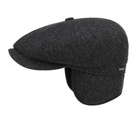 STETSON Casquette Hatteras Classic Ear Flaps Homme - Made in The EU Type Gavroche Laine protège-Oreilles avec visière, Oreillettes, Doublure Hiver Automne-Hiver - 59 cm Noir-Gris