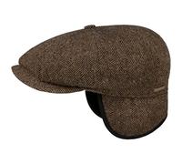 Stetson Casquette Hatteras Classic Ear Flaps Homme - Made in The EU Type Gavroche Laine protège-Oreilles avec visière, Oreillettes, Doublure Automne-Hiver - S (54-55 cm) Marron-Noir