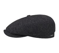 Stetson Casquette Hatteras Classic Wool Homme - Type Gavroche Laine avec visière, Doublure, Doublure Automne-Hiver - 56 cm Noir-Gris