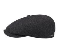 STETSON Casquette Hatteras Classic Wool Homme - Type Gavroche Laine avec visière, Doublure, Doublure Automne-Hiver - 59 cm Noir-Gris
