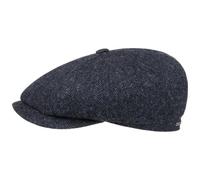 Stetson Casquette Hatteras Classic Wool Homme - Type Gavroche Laine avec Visiere, Doublure, Doublure Hiver Automne-Hiver - 64 cm Noir-Bleu
