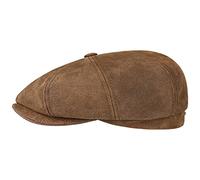 Stetson Casquette Hatteras Cuir Burney Homme - Gavroche Plate avec Visiere, Doublure Hiver Automne Ete Printemps Printemps-ete - XL (60-61 cm) Marron