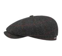 Stetson Casquette Hatteras Gallanger Wool Femme/Homme - Made in The EU Laine Type Gavroche avec visière, Doublure Hiver Automne-Hiver - XL (60-61 cm) Noir-Gris