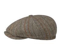 Stetson Casquette Hatteras Herringbone Stripe Homme - Made in The EU Laine Type Gavroche avec Visiere, Doublure Hiver Automne-Hiver - S (54-55 cm) Beige