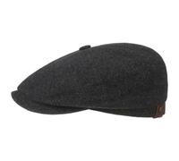 STETSON Casquette Hatteras Noir Femme/Homme - Type Gavroche Plate avec visière, Doublure Hiver Automne-Hiver - 58 cm Anthracite