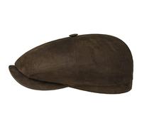 Stetson Casquette Hatteras Oily Goat Homme - Made in Germany en Cuir Type Gavroche avec Visiere, Doublure, Oversize Hiver Automne-Hiver - 61 cm Marron Fonce