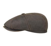STETSON Casquette Hatteras Old Cotton Femme/Homme - Bonnet Oilskin volumineuse Newsboy avec visière, visière Printemps-été Printemps Été Automne Hiver - XXL (62-63 cm) Marron