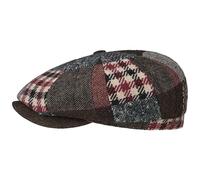 Stetson Casquette Hatteras Patchwork Mix Homme - Made in The EU Type Gavroche avec visière, Doublure Hiver Automne-Hiver - S (54-55 cm) Rouge foncé