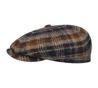 Stetson Casquette Hatteras Shetland Plaid Homme - Type Gavroche avec Visiere, Doublure Hiver Automne-Hiver - XL (60-61 cm) Bleu Fonce