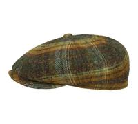 Stetson Casquette Hatteras Shetland Plaid Homme - Type Gavroche avec Visiere, Doublure Hiver Automne-Hiver - L (58-59 cm) Olive