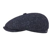 STETSON Casquette Hatteras Shetland Wool Homme - Gavroche Laine pour l'hiver avec visière, Doublure Automne-Hiver - 56 cm Bleu foncé