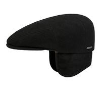 STETSON Casquette Kent à Oreillettes Femme/Homme - Made in The EU Plate Laine Gavroche avec visière, Oreillettes, Doublure, Doublure Hiver Automne-Hiver - L (58-59 cm) Noir