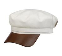 Stetson Casquette Marin Peabody Uni Cotton Femme/Homme - avec Etiquette Bonnet de Capitaine Baker Boy Visiere Ete Printemps-ete - M (56-57 cm) Blanc