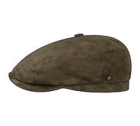 Stetson Casquette Plate Brooklin Goat Homme - Made in Germany en Cuir Type Gavroche avec Visiere, Doublure Printemps-ete - 61 cm Taupe