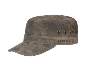 Stetson Casquette Raymore Pigskin Army Homme - d'été en Cuir Boucle métal, avec visière Été Printemps-été - Taille Unique Marron foncé