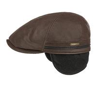 Stetson Casquette Redding Earflap Cap Homme - en Cuir Gatsby Protege Cou avec Visiere, Oreillettes, Doublure Hiver Automne-Hiver - XXL (62-63 cm) Marron Fonce