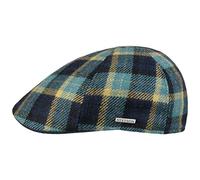 Stetson Casquette Texas Genola Wool Check Homme - Made in The EU Laine Gavroche avec Visiere, Doublure Hiver Automne-Hiver - L (58-59 cm) Bleu