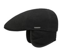 Stetson Casquette Texas Oreillettes Homme - Laine Plate Gavroche avec visière, Oreillettes, Doublure, Doublure Hiver Automne-Hiver - L (58-59 cm) Noir
