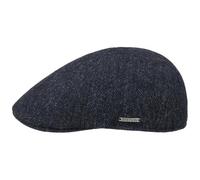 Stetson Texas Herringbone Cap - Casquette plate pour homme - Avec doublure intérieure en coton - Casquette automne/hiver - Casquette pour homme, noir/bleu, XX-Large