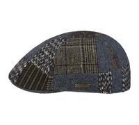 STETSON Casquette Texas Wool Mix Patchwork Homme - Made in The EU Gavroche avec visière, Doublure Hiver Automne-Hiver - M (56-57 cm) Marron-Bleu