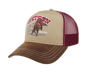 Stetson Casquette Trucker Rodeo Days Homme - de Baseball Mesh Snapback, avec visière, visière Printemps-été Printemps Été Automne Hiver - Taille Unique Beige-Rouge