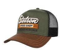 Stetson Casquette Trucker Speed Shop Homme - de Baseball Mesh Snapback, avec visière, visière Printemps-été Printemps Été Automne Hiver - Taille Unique Olive-Noir