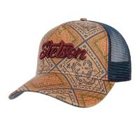 Stetson Casquette Trucker Vintage Print Homme - de Baseball Mesh Snapback, avec visière, Doublure, Doublure Printemps-été Printemps Été Automne Hiver - Taille Unique Beige-Bleu