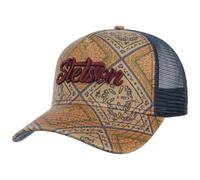 Stetson Casquette Trucker Vintage Print Homme - de Baseball Mesh Snapback, avec visière, Doublure, Doublure Printemps-été Printemps Été Automne Hiver - Taille Unique Beige-Bleu