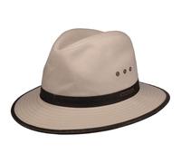 STETSON Chapeau Ava Coton Outdoor Homme - Outback en aventurier avec Bandeau Cuir, Passepoil Été Printemps-été - XL (60-61 cm) Beige Clair