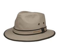 Stetson Chapeau Ava Cotton Anti-UV Femme/Homme - en Coton D'Ete Traveller avec Passepoil Printemps-ete Ete - L (58-59 cm) Beige