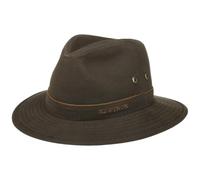 STETSON Chapeau Avasun Waxed Traveller Femme/Homme - en Tissu Outdoor Coton avec Passepoil Printemps-été Printemps Été Automne Hiver - L (58-59 cm) Marron foncé