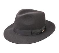 Stetson Chapeau Bogart Penn Femme/Homme - Made in The EU Feutre de Poil à Rabat avec Doublure, Ruban Gros Grain Printemps-été Printemps Été Automne Hiver - 63 cm Gris