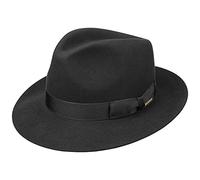 STETSON Chapeau Bogart Penn Femme/Homme - Made in The EU Feutre de Poil à Rabat avec Doublure, Ruban Gros Grain Hiver Automne Été Printemps Printemps-été - 57 cm Noir