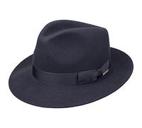 STETSON Chapeau Bogart Penn Femme/Homme - Made in The EU Feutre de Poil à Rabat avec Doublure, Ruban Gros Grain Hiver Automne Été Printemps Printemps-été - 57 cm Bleu