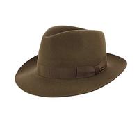 Stetson Chapeau Bogart Penn Femme/Homme - Made in The EU Feutre de Poil à Rabat avec Doublure, Ruban Gros Grain Printemps-été Printemps Été Automne Hiver - 60 cm Khaki