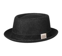 Stetson Chapeau Classic Pork Pie Denim Femme/Homme - Made in Italy en Coton Jeans avec Doublure Automne Été Printemps Hiver Printemps-été - M (56-57 cm) Noir